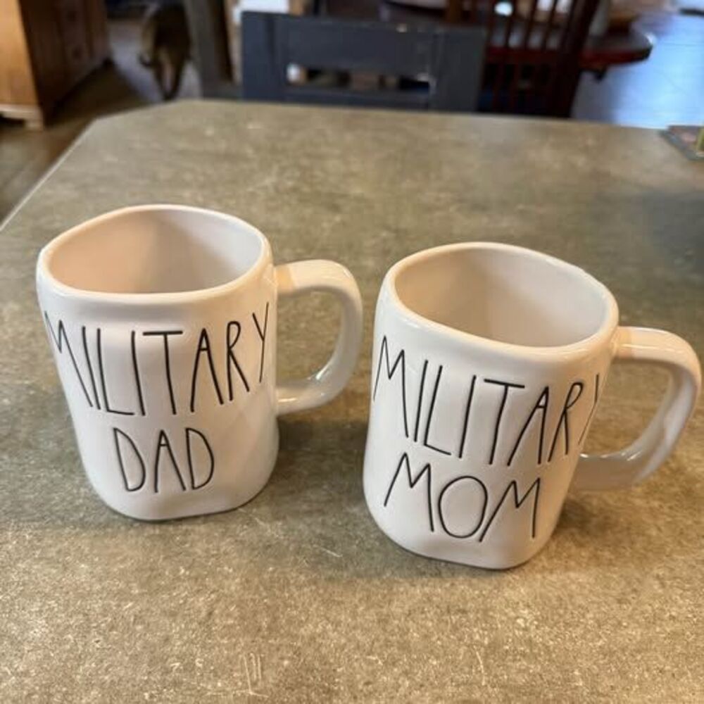 Rae Dunn military mom and dad coffee mug set